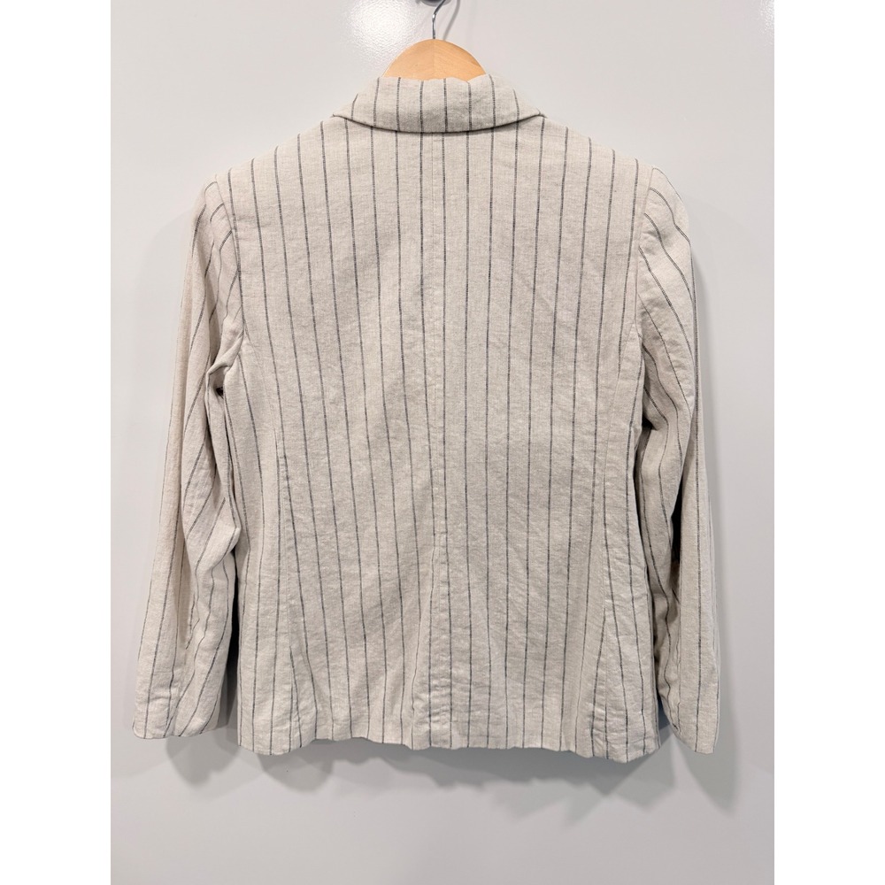 Banana Republic Pinstripe Linen Blend Double Breasted Blazer Cream Beige 4 - Picture 6 of 12
